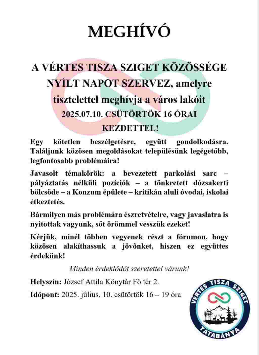 Nyílt Nap Tatabányán – Vértes TISZA Sziget (‘25.07.10.)